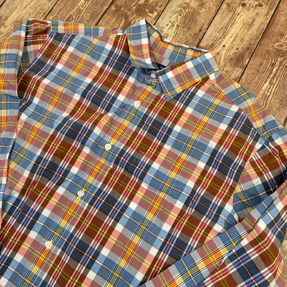 Gap Classic Fit Button Up Shirt Mens Large Multicolor Plaid Long Sleeve Cotton